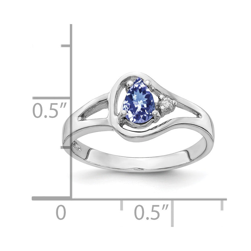 14k White Gold 6x4mm Pear Tanzanite AA Diamond ring