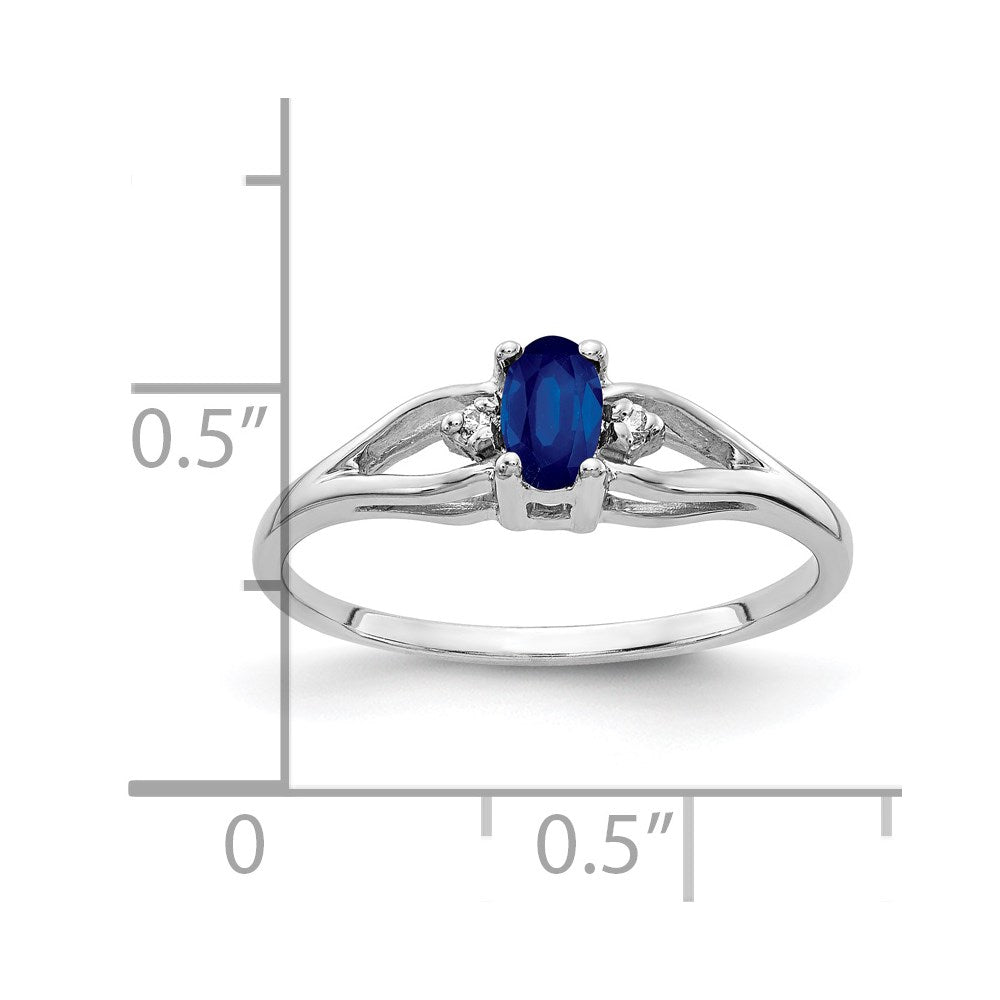 14K White Gold 5X3mm Oval Sapphire Aa Diamond Ring