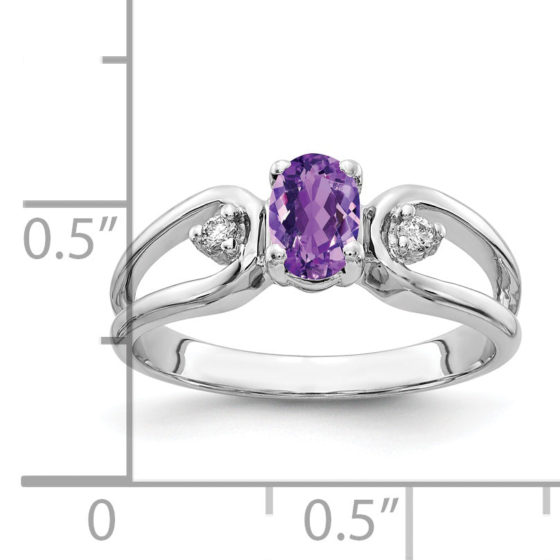 14k White Gold 6x4mm Oval Amethyst A Real Diamond ring