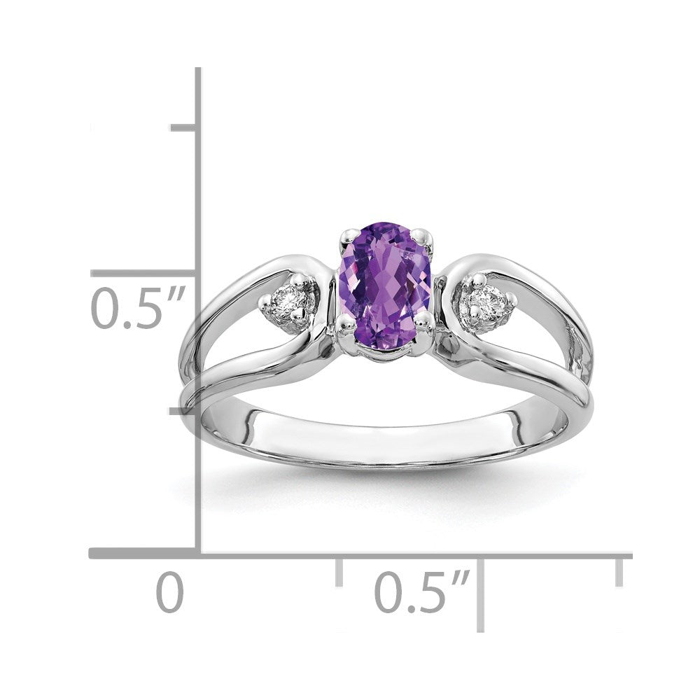 14k White Gold 6x4mm Oval Amethyst Checker A Real Diamond ring