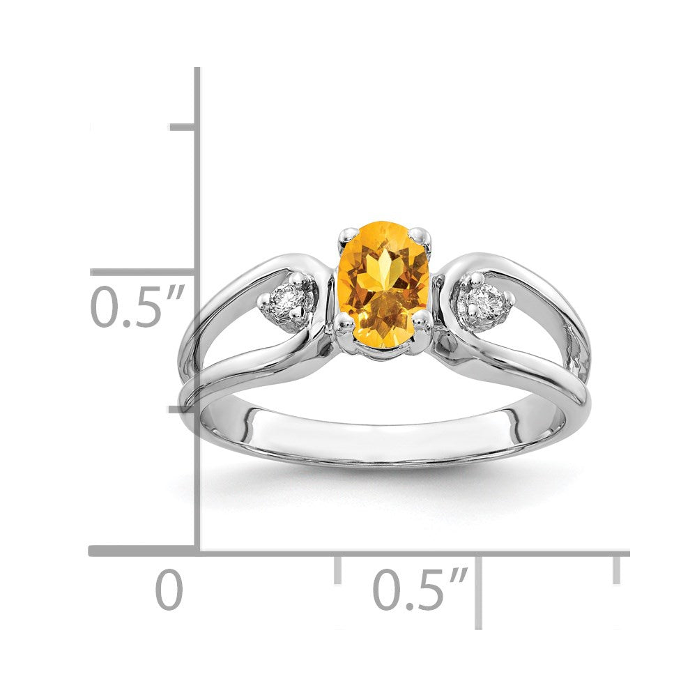 14k White Gold 6x4mm Oval Citrine Checker A Real Diamond ring