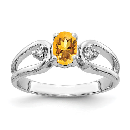 14k White Gold 6x4mm Oval Citrine Checker A Real Diamond ring