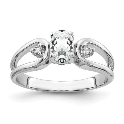 Solid 14k White Gold 6x4mm Oval Cubic Zirconia AA Simulated CZ Ring