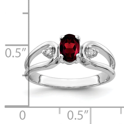 14k White Gold 6x4mm Oval Garnet A Real Diamond ring