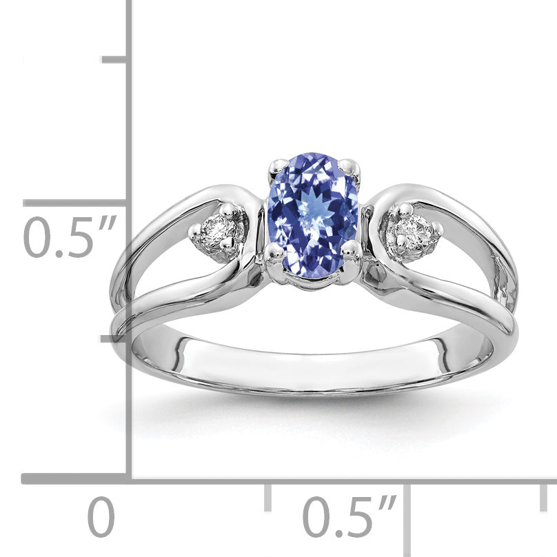 14k White Gold 6x4mm Oval Tanzanite A Diamond ring