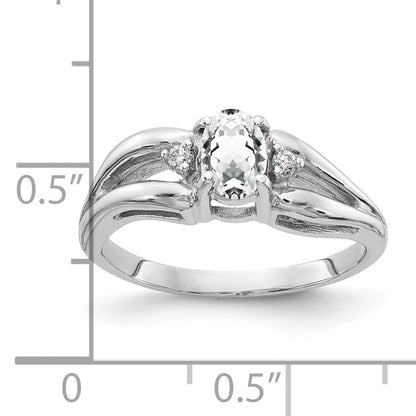 Solid 14k White Gold 6x4mm Oval Cubic Zirconia AA Simulated CZ Ring