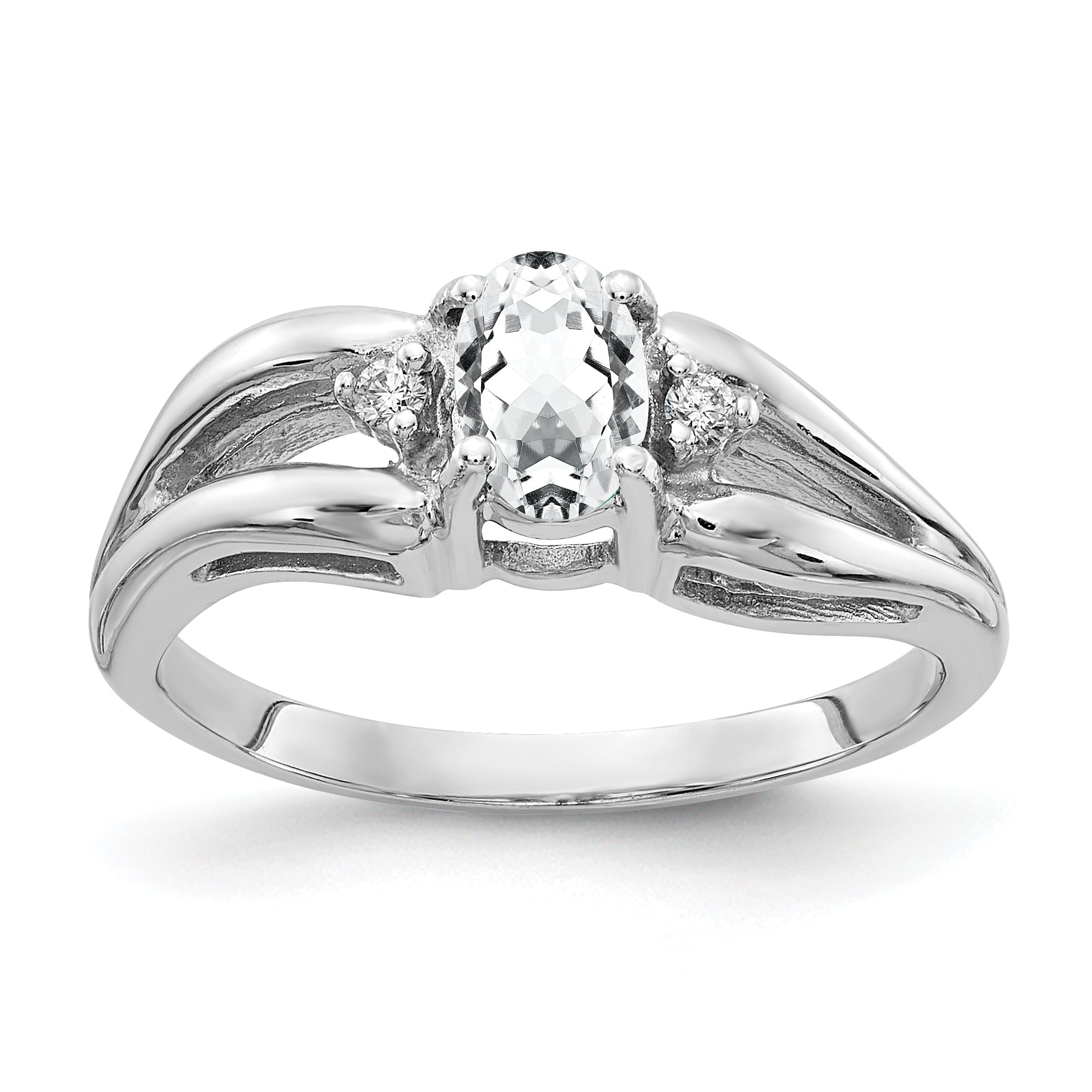 Solid 14k White Gold 6x4mm Oval Cubic Zirconia AA Simulated CZ Ring