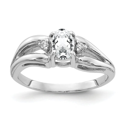 Solid 14k White Gold 6x4mm Oval Cubic Zirconia AA Simulated CZ Ring