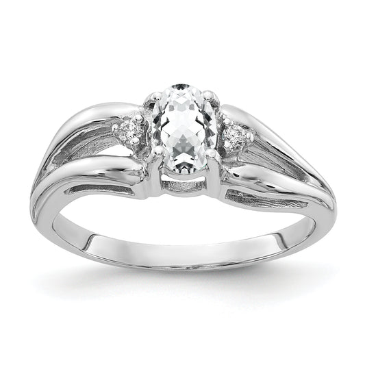 Solid 14k White Gold 6x4mm Oval Cubic Zirconia AA Simulated CZ Ring