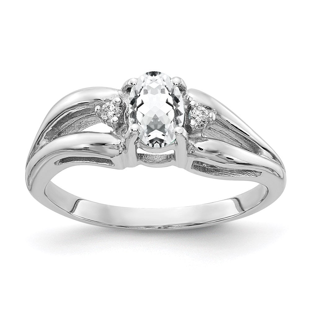 Solid 14k White Gold 6x4mm Oval Cubic Zirconia AA Simulated CZ Ring