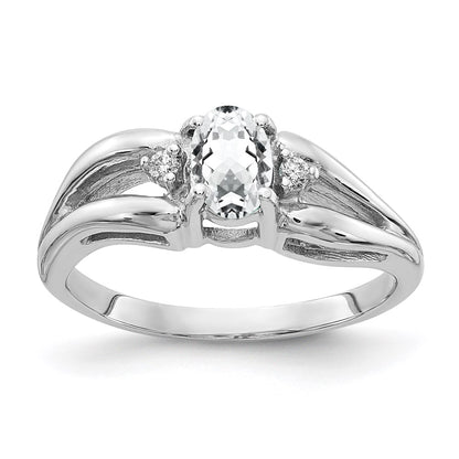 Solid 14k White Gold 6x4mm Oval Cubic Zirconia AA Simulated CZ Ring