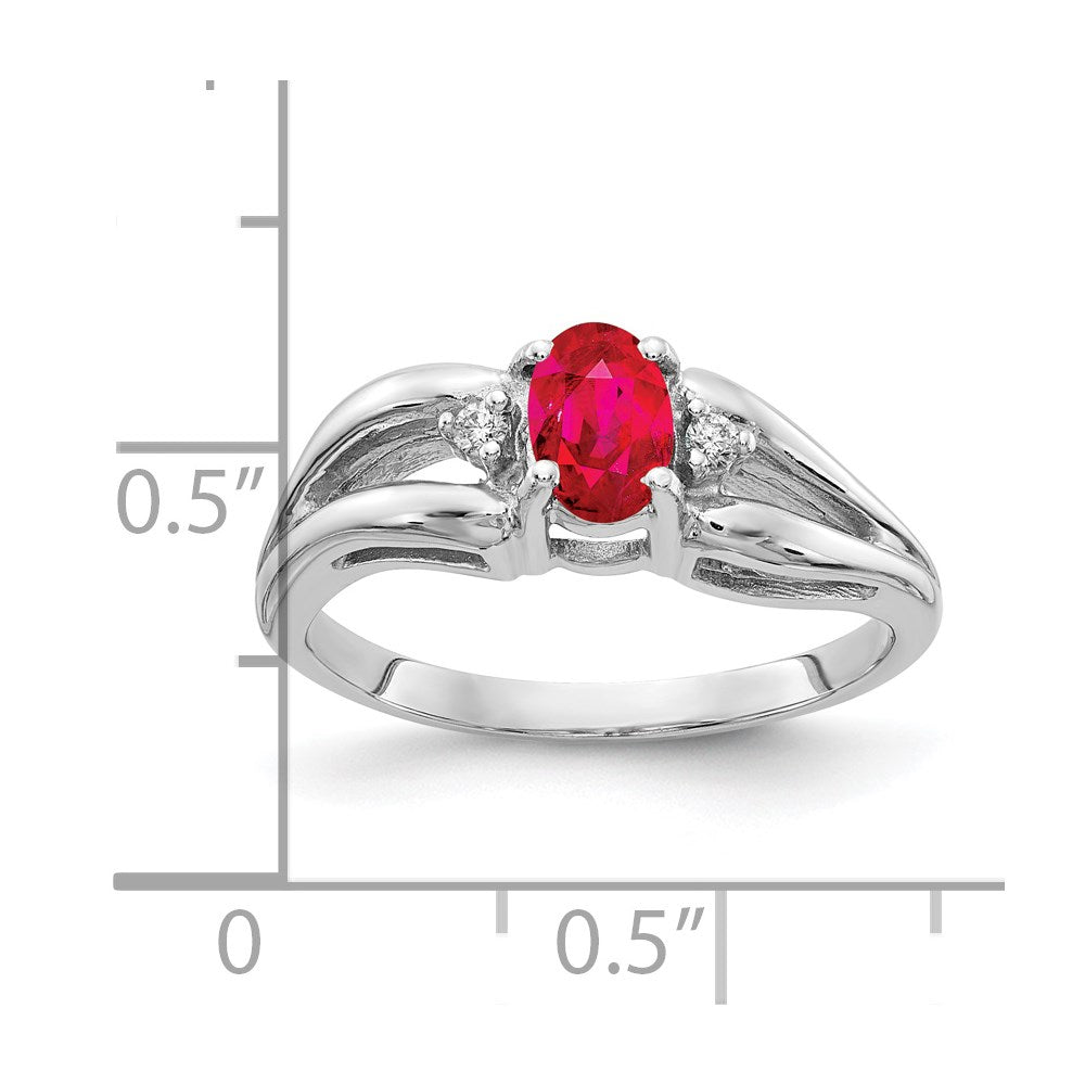 14k White Gold 6x4mm Oval Ruby A Real Diamond ring