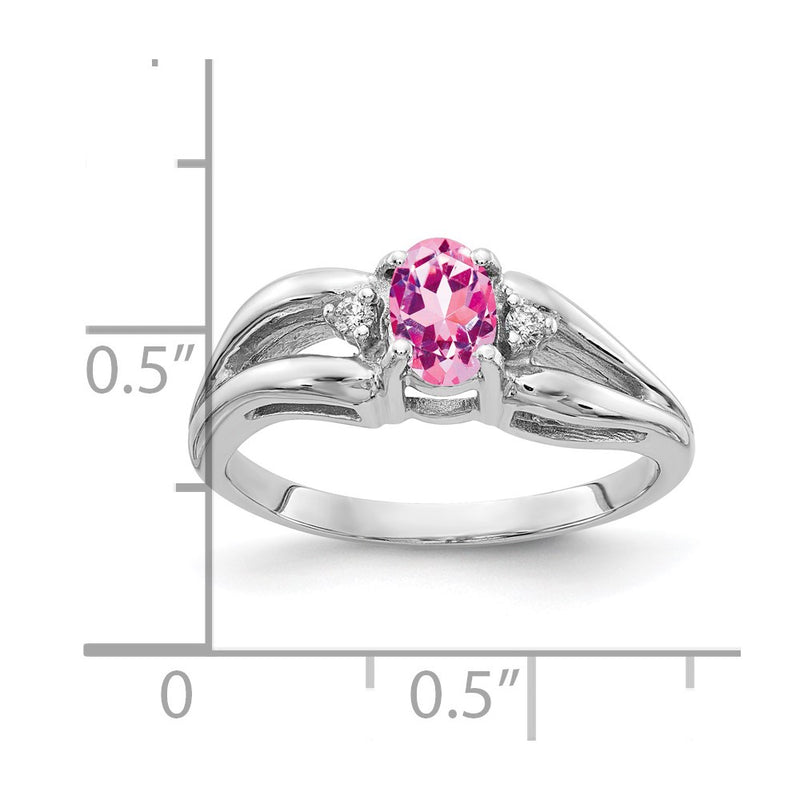 14k White Gold 6x4mm Oval Pink Sapphire A Real Diamond ring