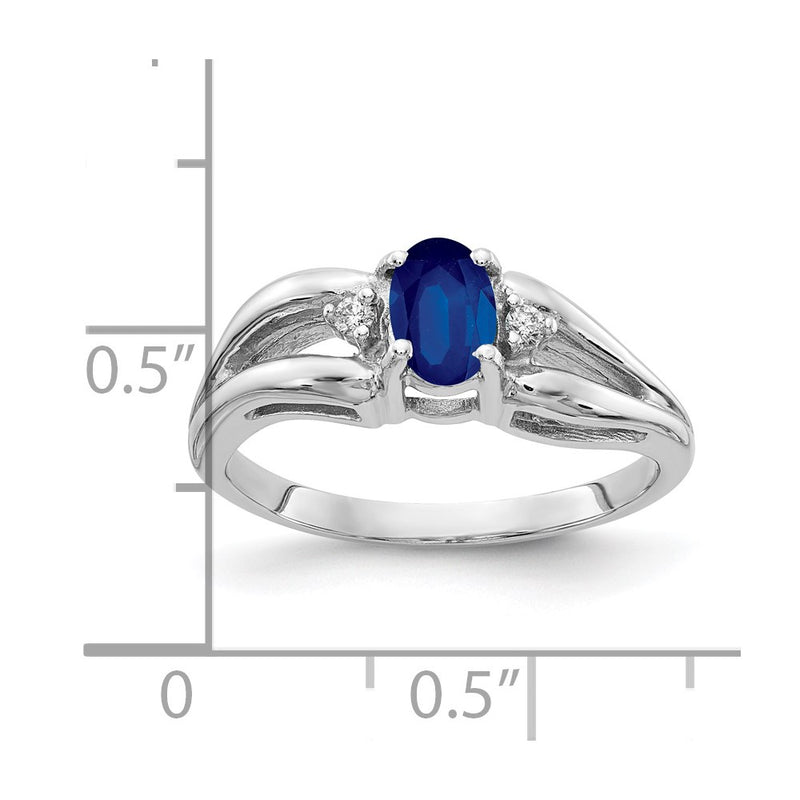 14k White Gold 6x4mm Oval Sapphire A Real Diamond ring