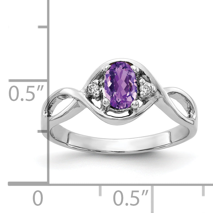 14k White Gold 6x4mm Oval Amethyst Checker A Real Diamond ring