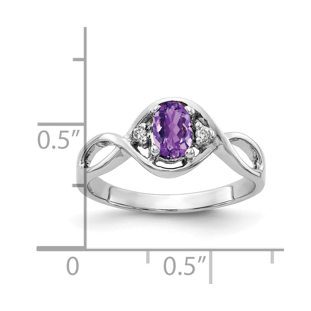 14k White Gold 6x4mm Oval Amethyst Checker A Real Diamond ring
