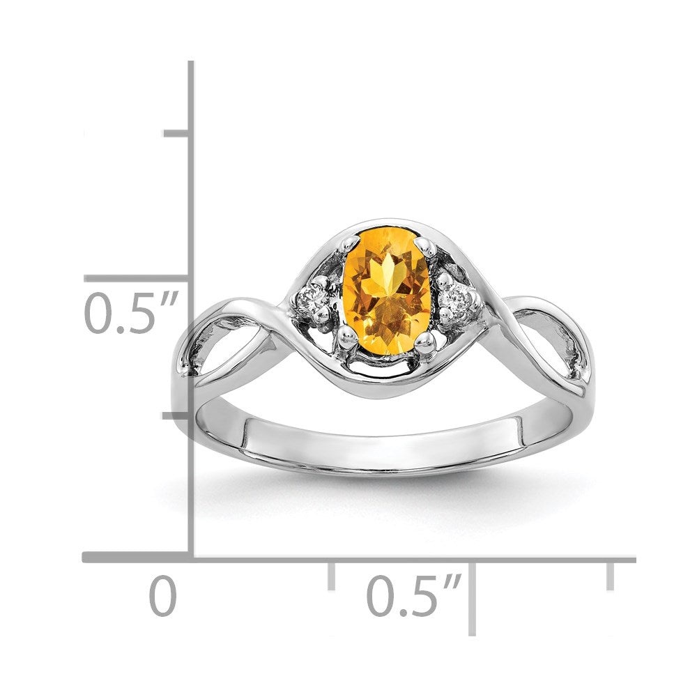 14k White Gold 6x4mm Oval Citrine A Real Diamond ring