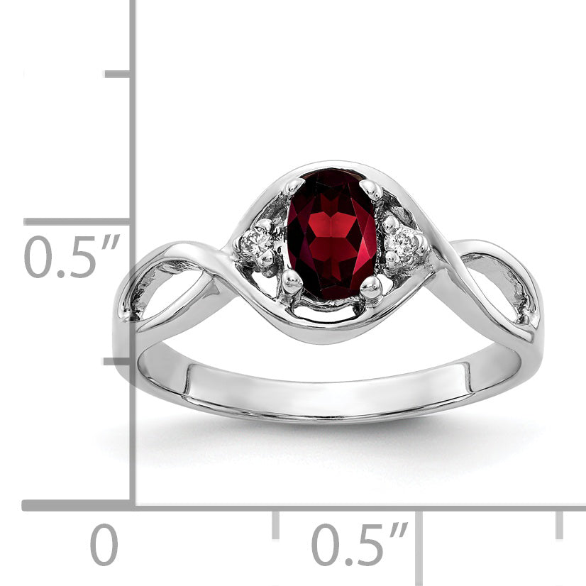 14k White Gold 6x4mm Oval Garnet Checker A Real Diamond ring