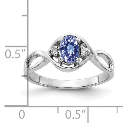 14k White Gold 6x4mm Oval Tanzanite AAA Diamond ring