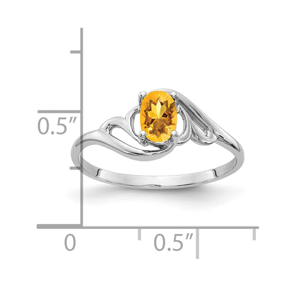 14k White Gold 6x4mm Oval Citrine ring