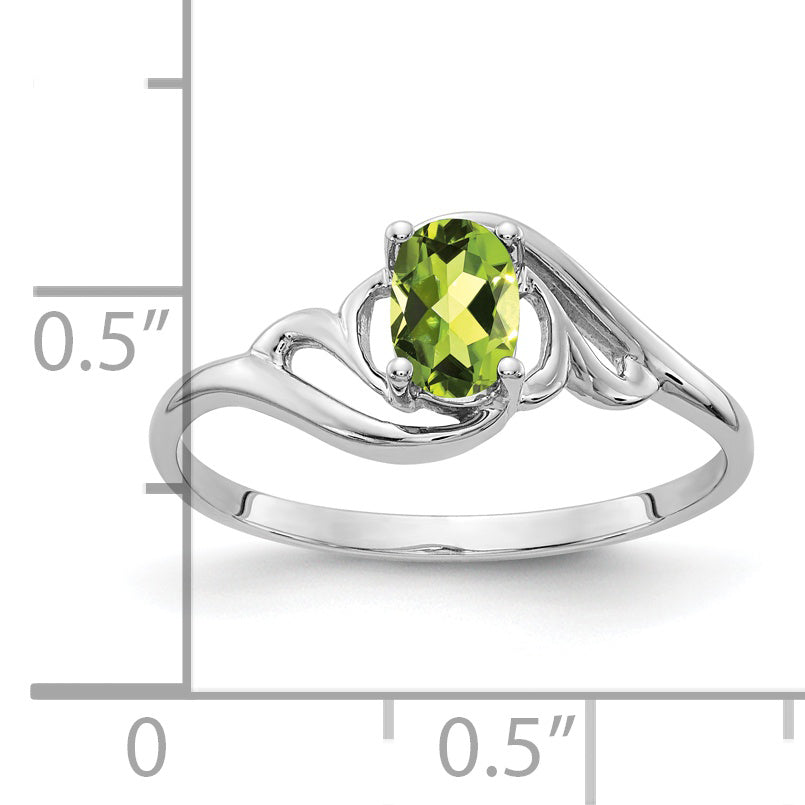 14k White Gold 6x4mm Oval Peridot ring