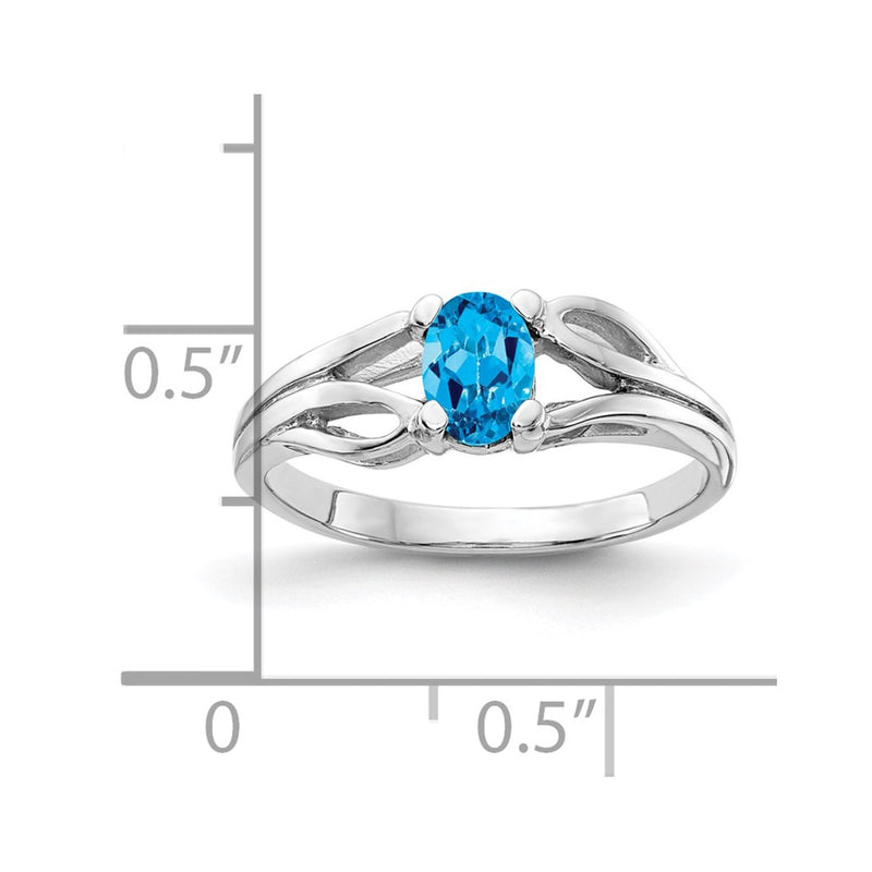 14k White Gold 6x4mm Oval Blue Topaz ring