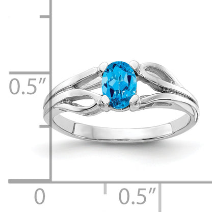 14k White Gold 6x4mm Oval Blue Topaz ring