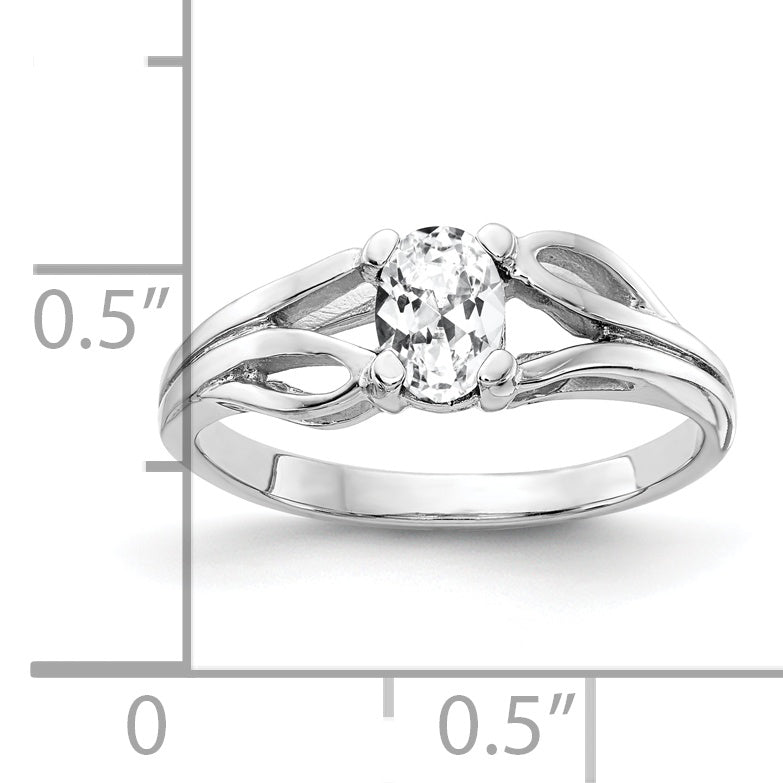 Solid 14k White Gold 6x4mm Oval Cubic Zirconia Ring
