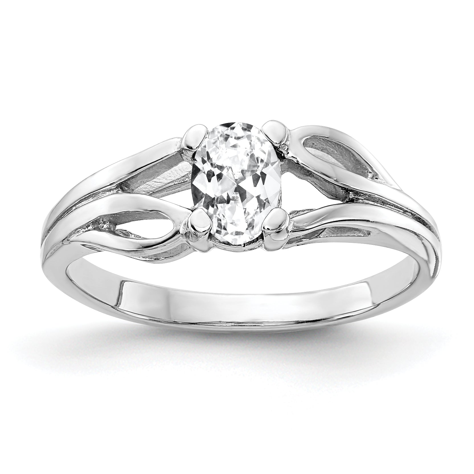 Solid 14k White Gold 6x4mm Oval Cubic Zirconia Ring