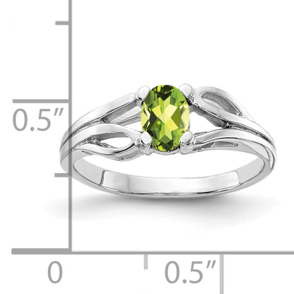 14k White Gold 6x4mm Oval Peridot ring