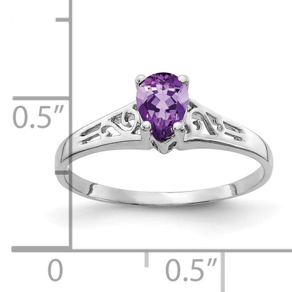 14k White Gold 6x4mm Pear Amethyst ring