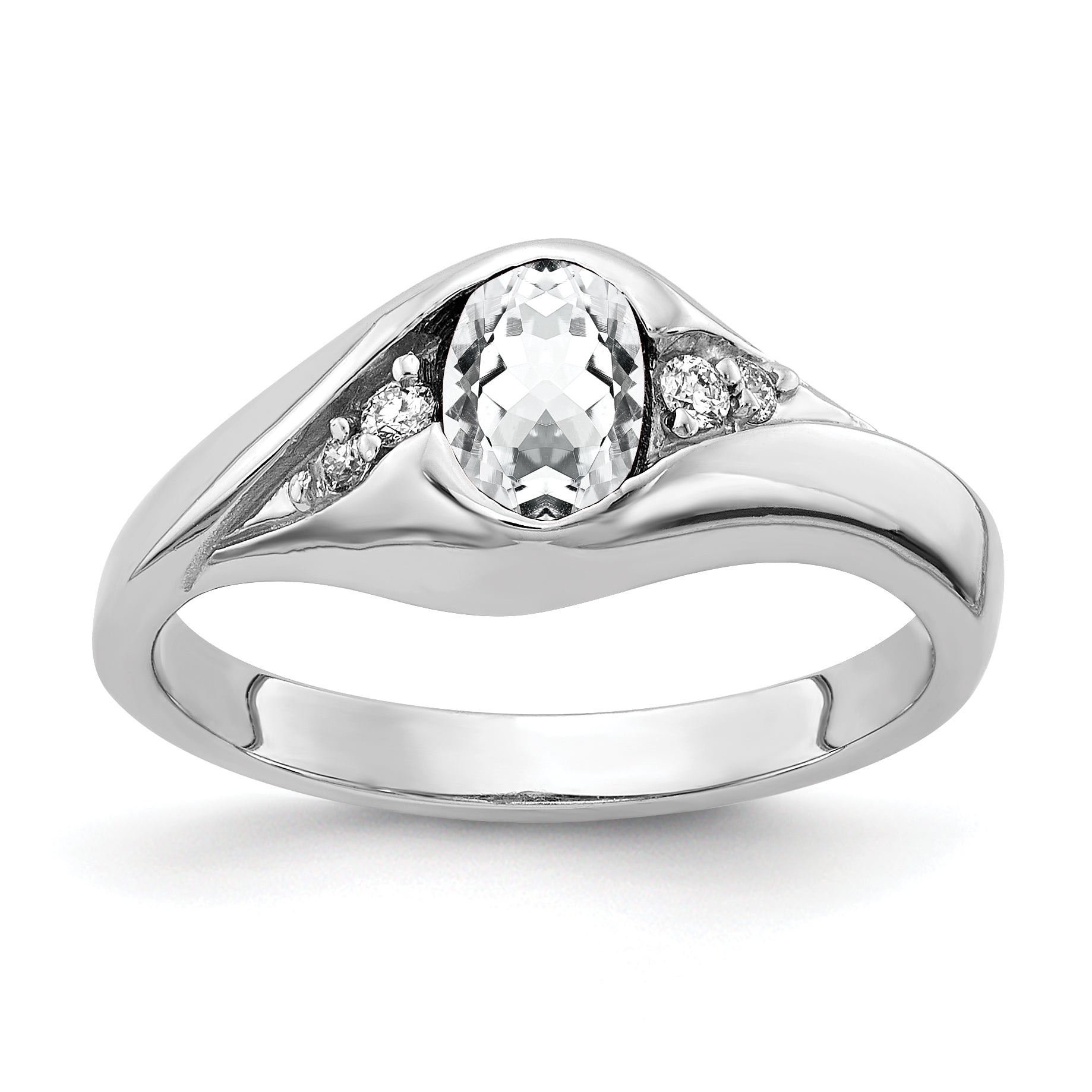 Solid 14k White Gold 6x4mm Oval Cubic Zirconia AA Simulated CZ Ring