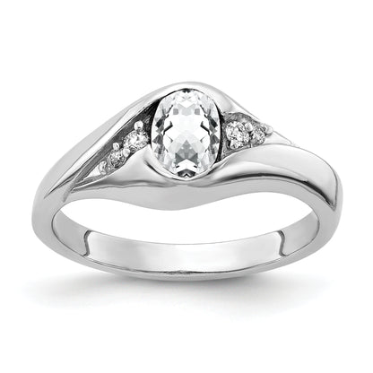 Solid 14k White Gold 6x4mm Oval Cubic Zirconia AA Simulated CZ Ring