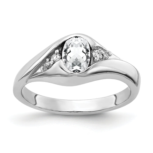 Solid 14k White Gold 6x4mm Oval Cubic Zirconia AA Simulated CZ Ring