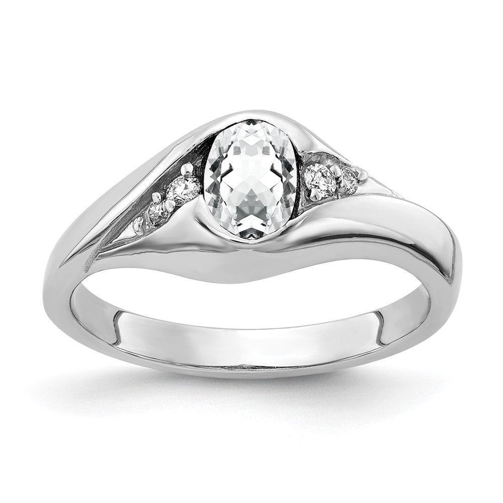 Solid 14k White Gold 6x4mm Oval Cubic Zirconia AAA Simulated CZ Ring