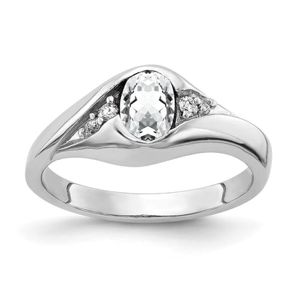 Solid 14k White Gold 6x4mm Oval Cubic Zirconia AAA Simulated CZ Ring
