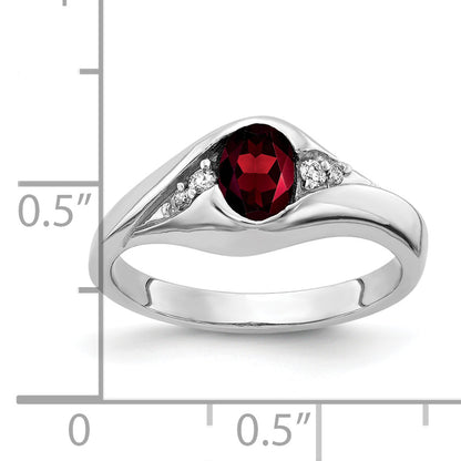 14k White Gold 6x4mm Oval Garnet A Real Diamond ring
