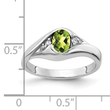 14k White Gold 6x4mm Oval Peridot A Real Diamond ring