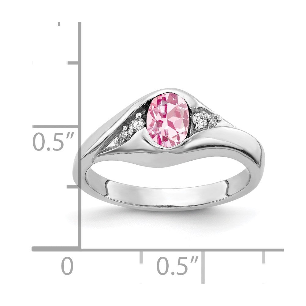 14k White Gold 6x4mm Oval Pink Tourmaline AA Diamond ring