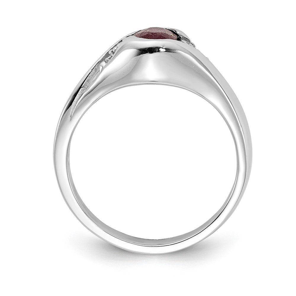 14K White Gold 6X4mm Oval Ruby Vs Diamond Ring