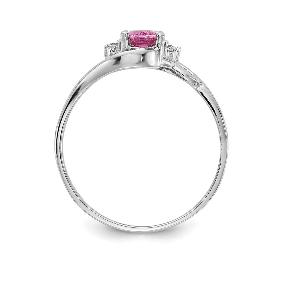 14k White Gold 6x4mm Oval Pink Sapphire A Real Diamond ring