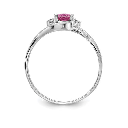 14k White Gold 6x4mm Oval Pink Sapphire A Real Diamond ring