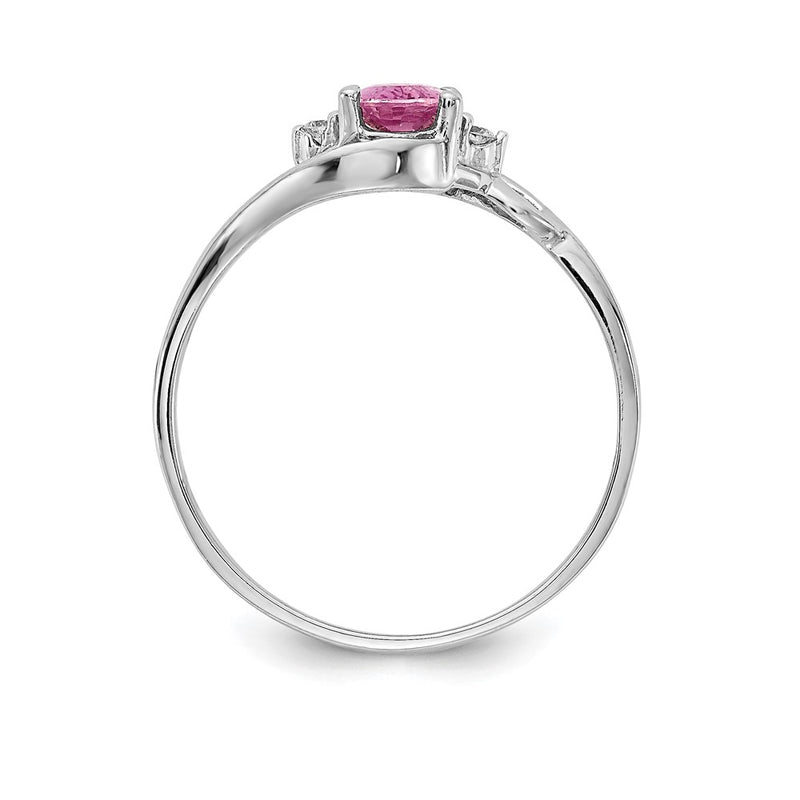 14k White Gold 6x4mm Oval Pink Sapphire A Real Diamond ring