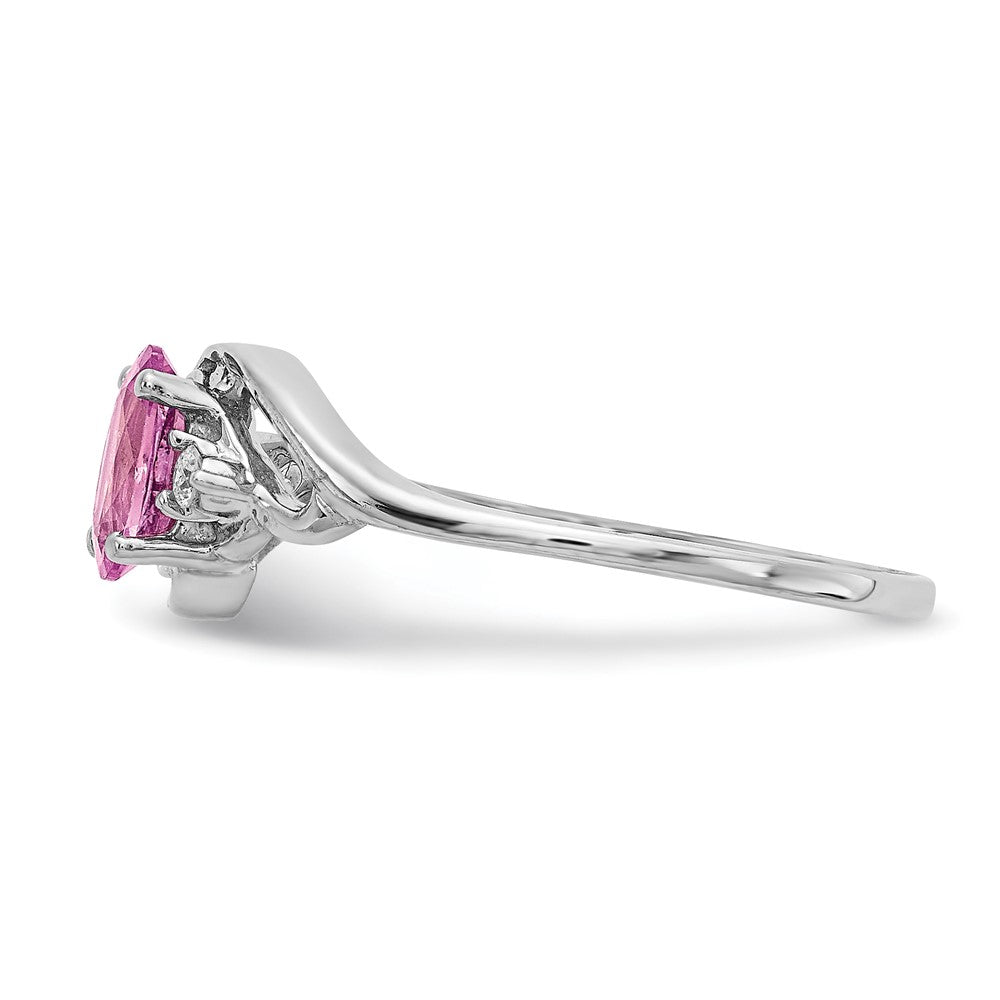 14k White Gold 6x4mm Oval Pink Sapphire A Real Diamond ring