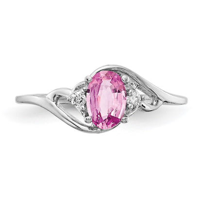 14k White Gold 6x4mm Oval Pink Sapphire A Real Diamond ring