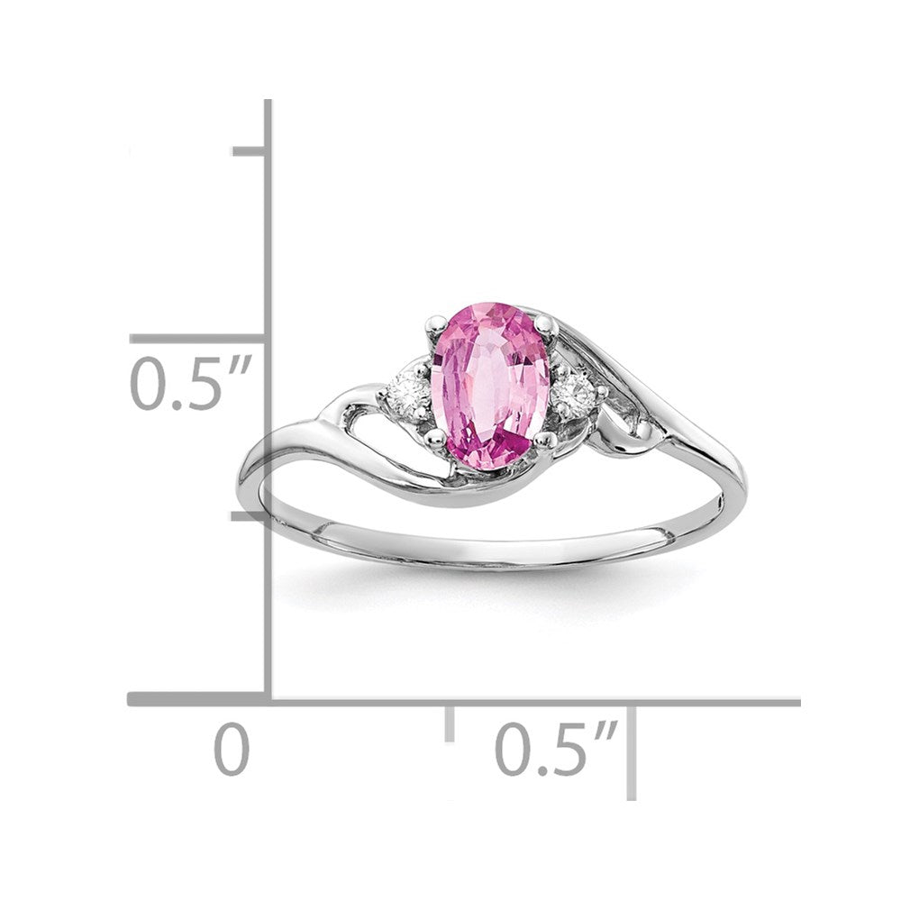 14k White Gold 6x4mm Oval Pink Sapphire A Real Diamond ring