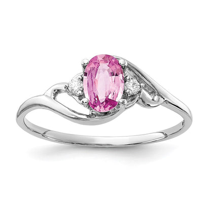 14k White Gold 6x4mm Oval Pink Sapphire A Real Diamond ring
