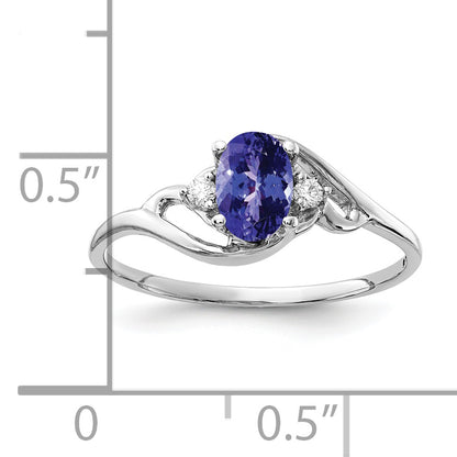 14k White Gold 6x4mm Oval Tanzanite VS Diamond ring