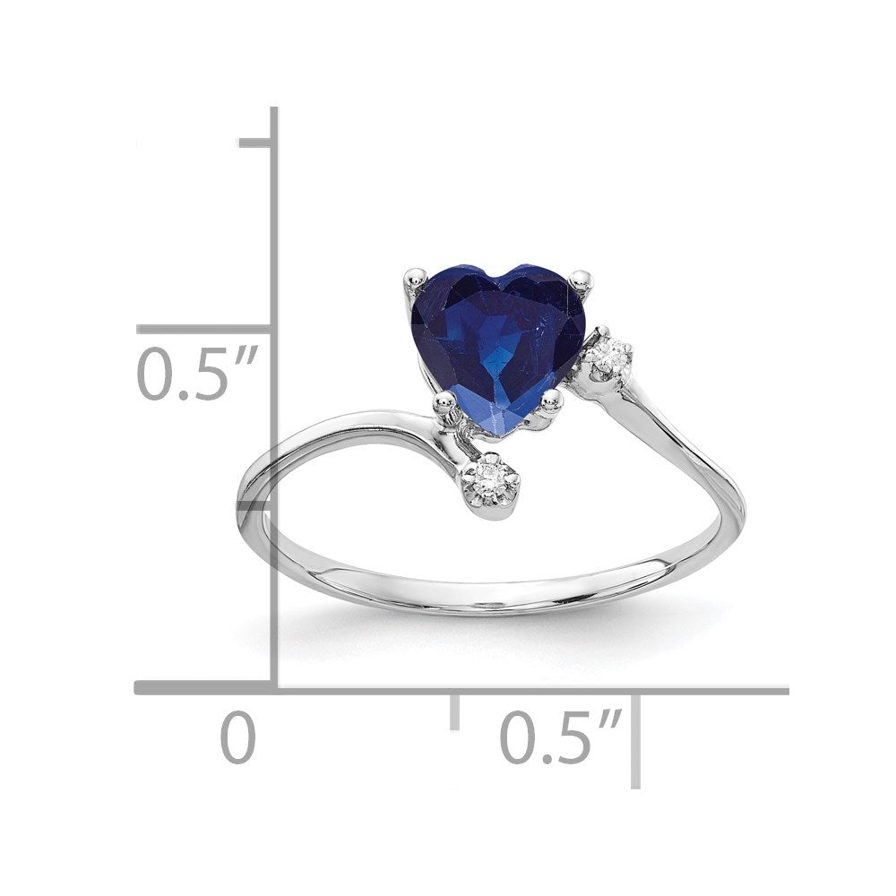 14k White Gold 6mm Heart Sapphire A Real Diamond ring