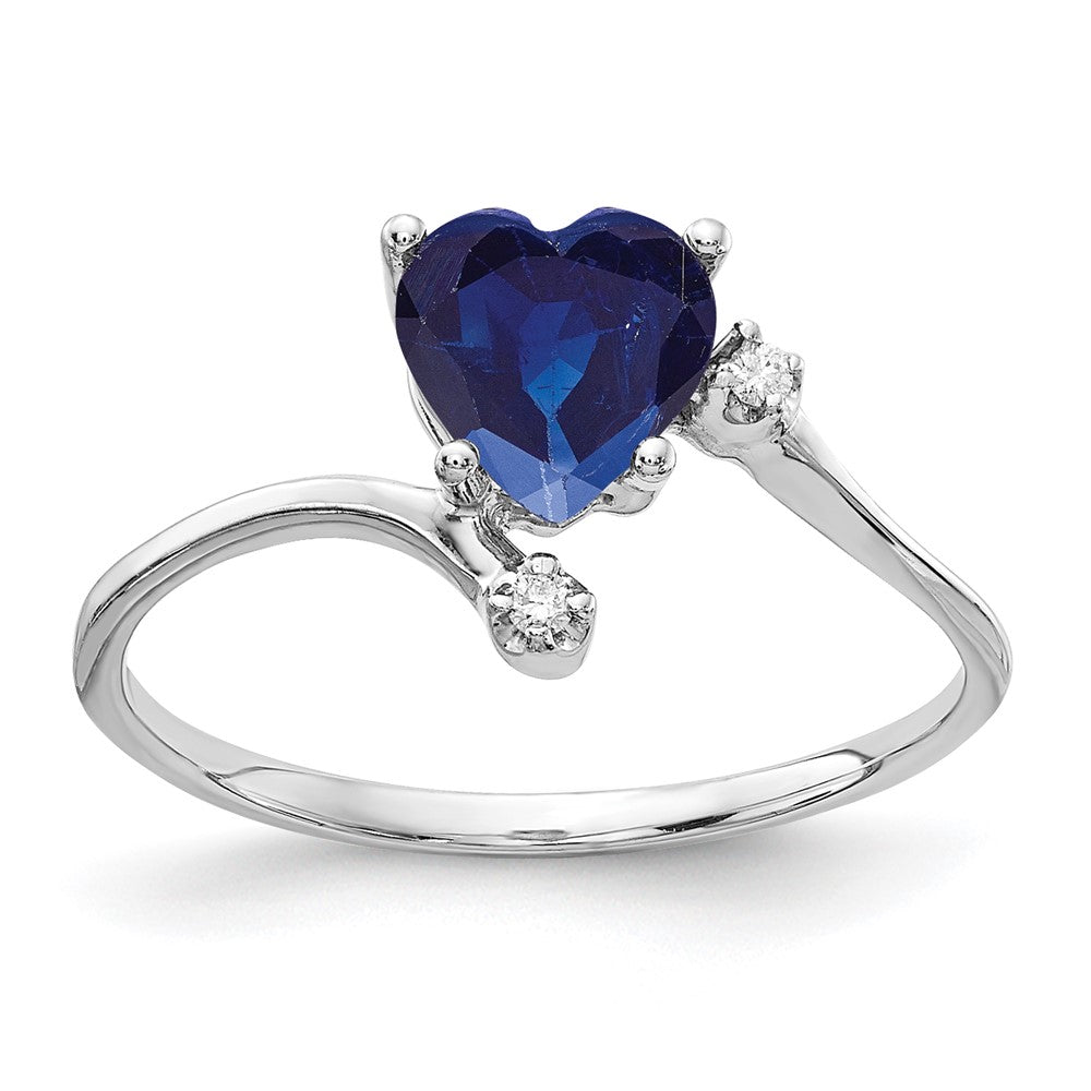 14k White Gold 6mm Heart Sapphire A Real Diamond ring
